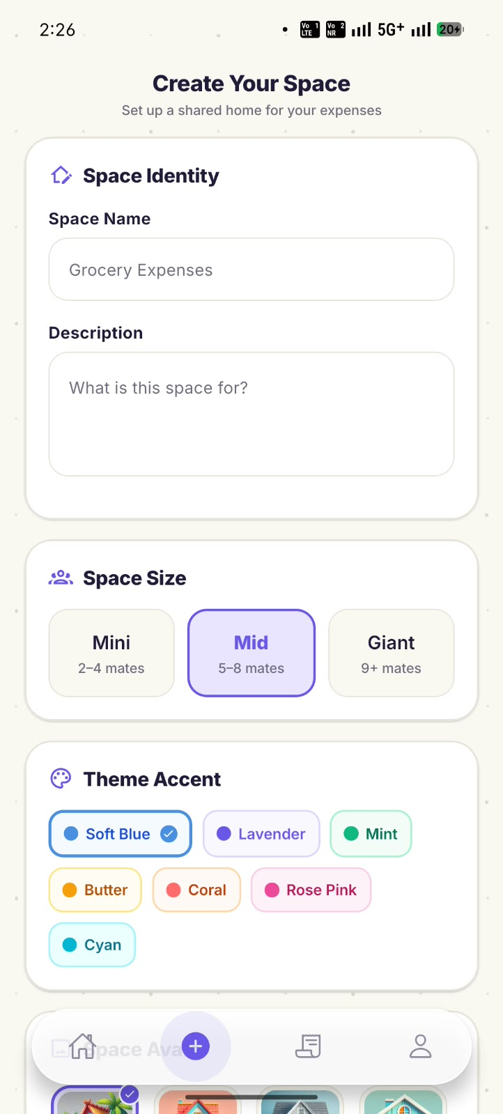 OweZone Create Room Screen