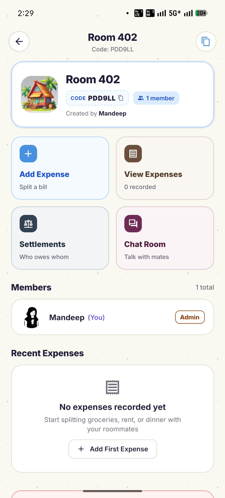 OweZone Room Details Screen