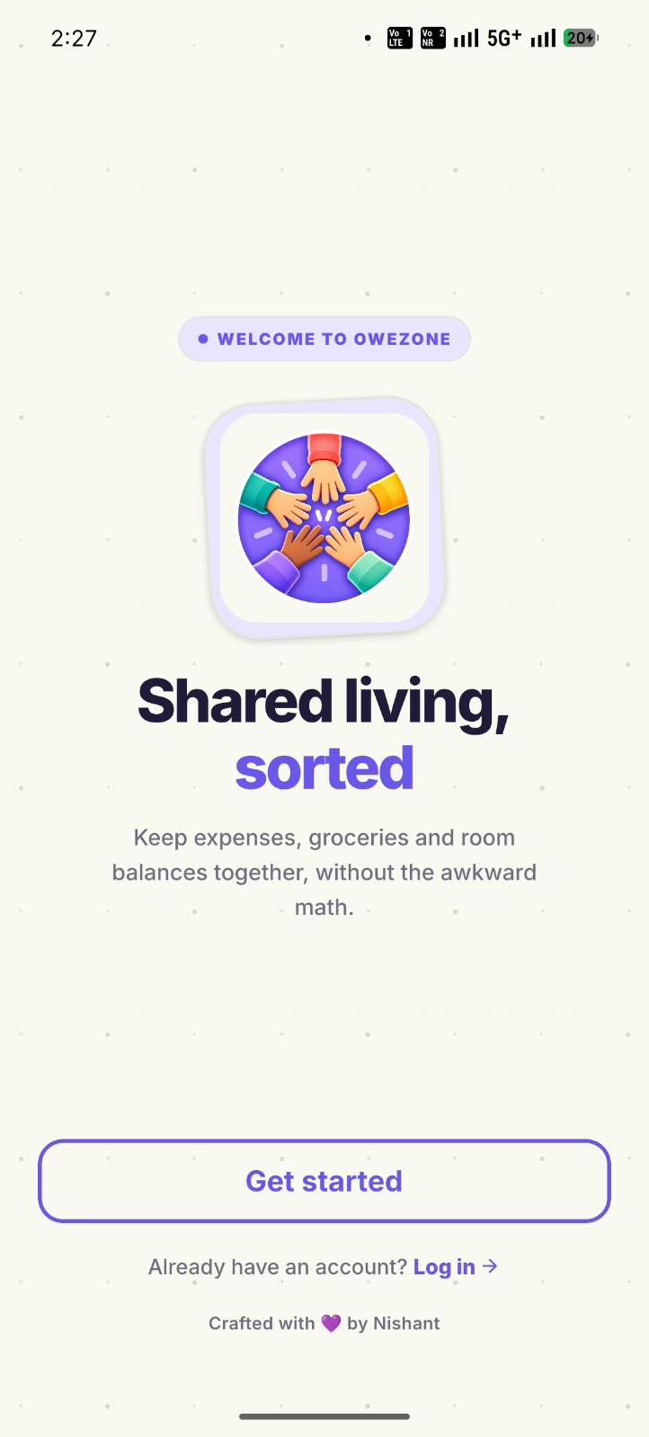 OweZone Welcome Screen